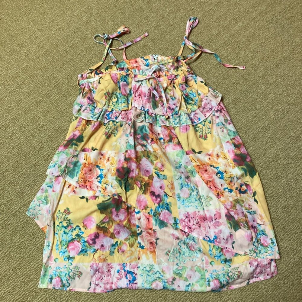 Tyadorw Baby Doll Dress XXXL Floral Strappy Tiered Layers Summer Fun